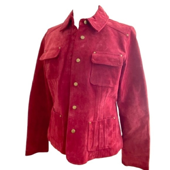 Vintage Jackets & Blazers - Vintage Alice Blue Burgundy Suede Jacket Size M